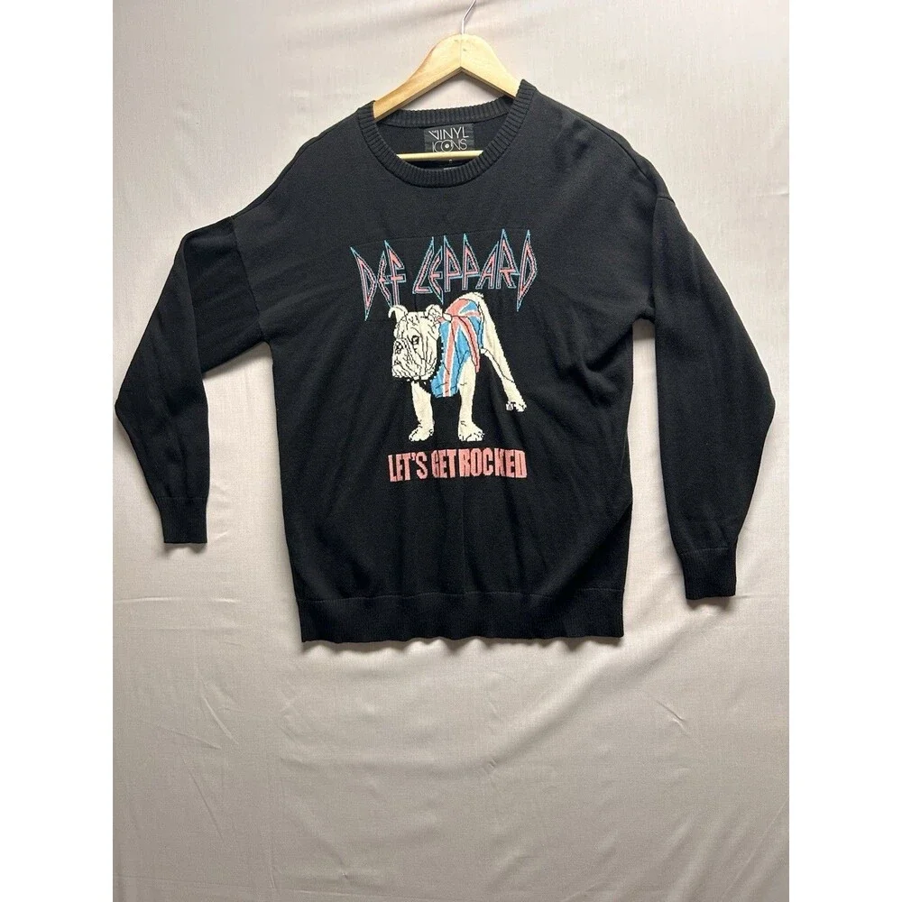 Vinyl Icons Sweater Women’s Small Def Leppard Black Crewneck Sweater Bulldog